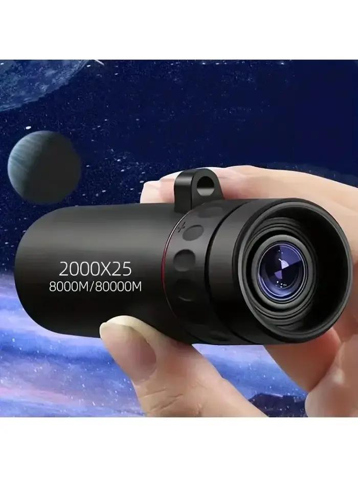 Monoculaire portable 2000x25 HD avec support téléphone - Mini télescope chasse observation