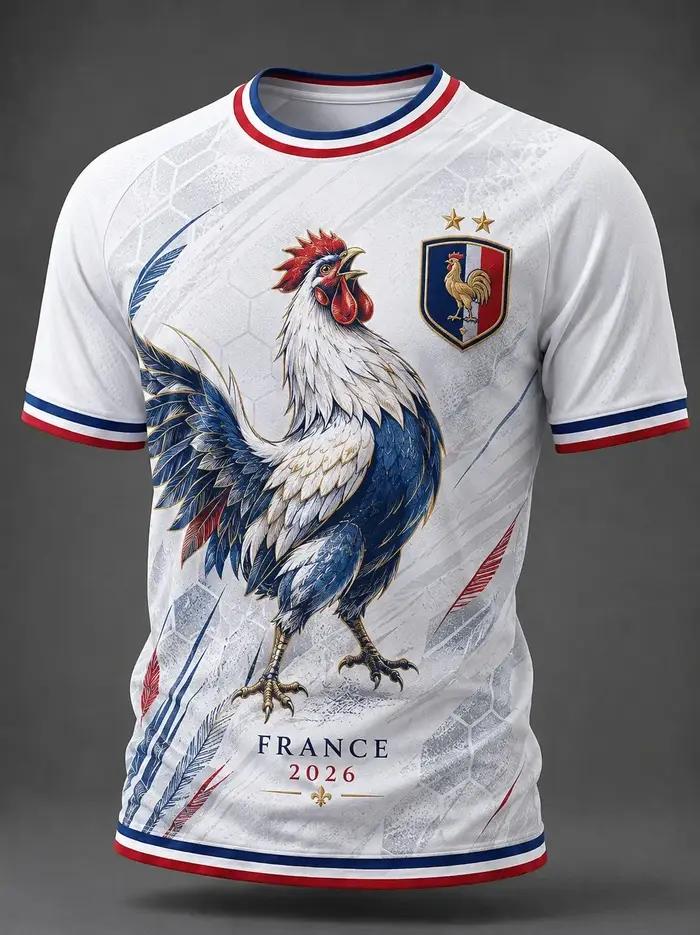 Tshirt dentrainement de football pour supporters frances edition 2026 impression numerique 3d confortable et respirant vetements pour toute la famille tricotage court manches polyester ajustement parfait multicolor occasionnels