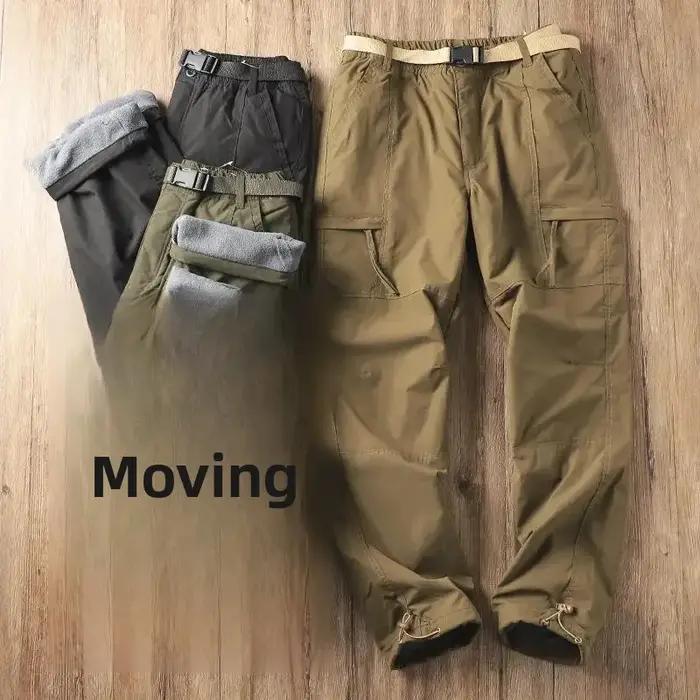 Pantalon randonnée homme polaire épais coupe-vent imperméable pour froid et travail outdoor