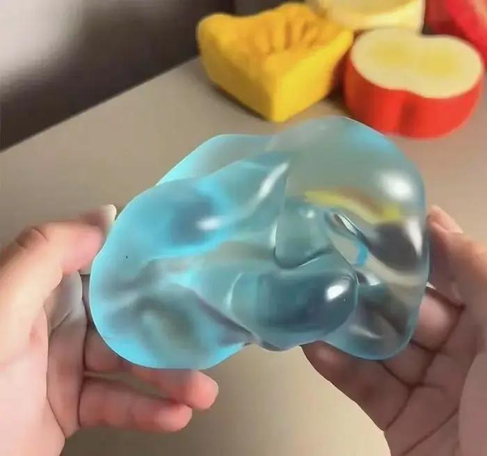 Jouets Squishy Anti-Stress Vert Pomme Bleue en Maltose, Jouets Sensoriels Fidgets Souples Simulés Tr