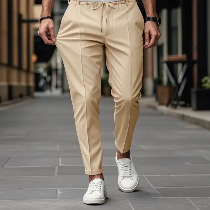 Pantalon à jambes droites haute qualité pour hommes couleur unie style décontracté confortable pour usage quotidien toutes saisons