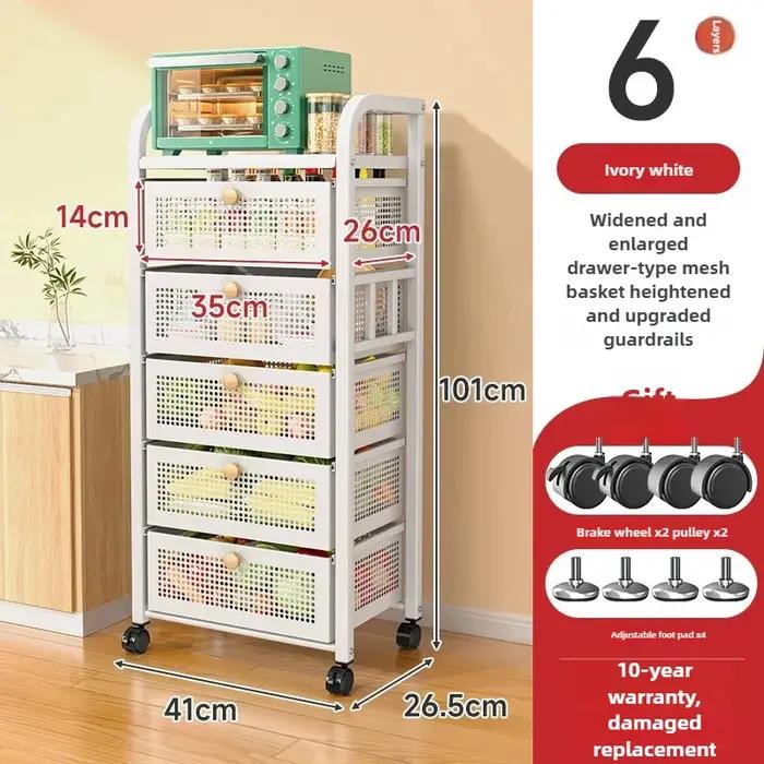 Rangement de cuisine multicouche du sol au plafond, type MEL-Type T1, panier de fruits et légumes, c
