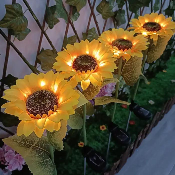 LED solaire tournesol extérieur pelouse lumière IP65 étanche voie cour mariage vacances jardin décor