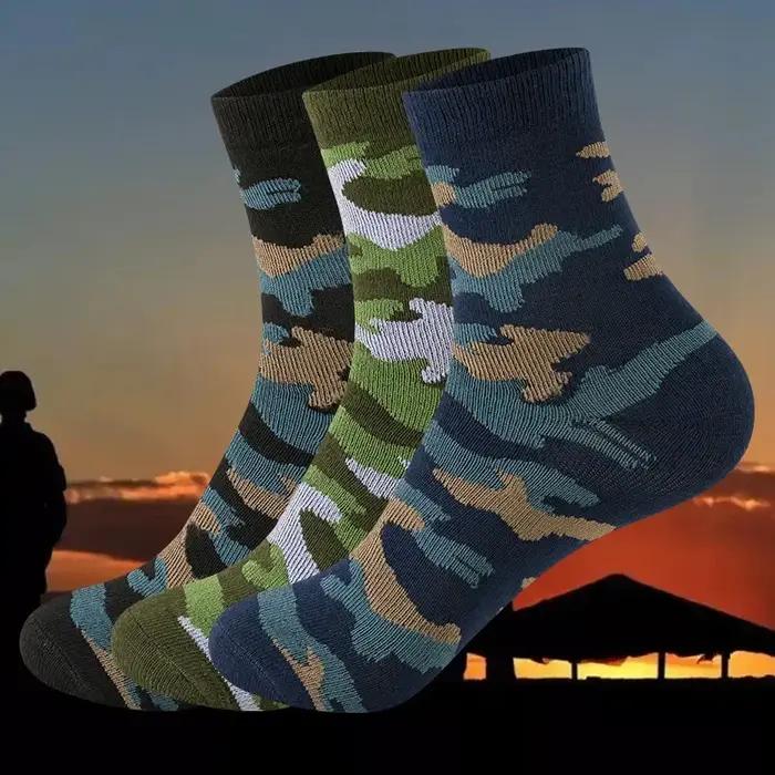 Lot de 3 paires chaussettes camouflage chasse - Style streetwear pour activités extérieures confortables