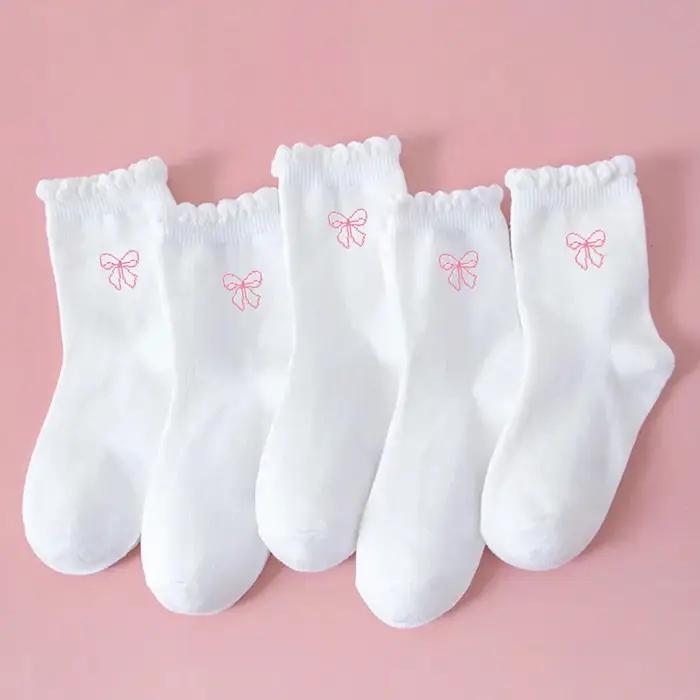 5 paires de chaussettes athlétiques à volants pour filles/enfants
