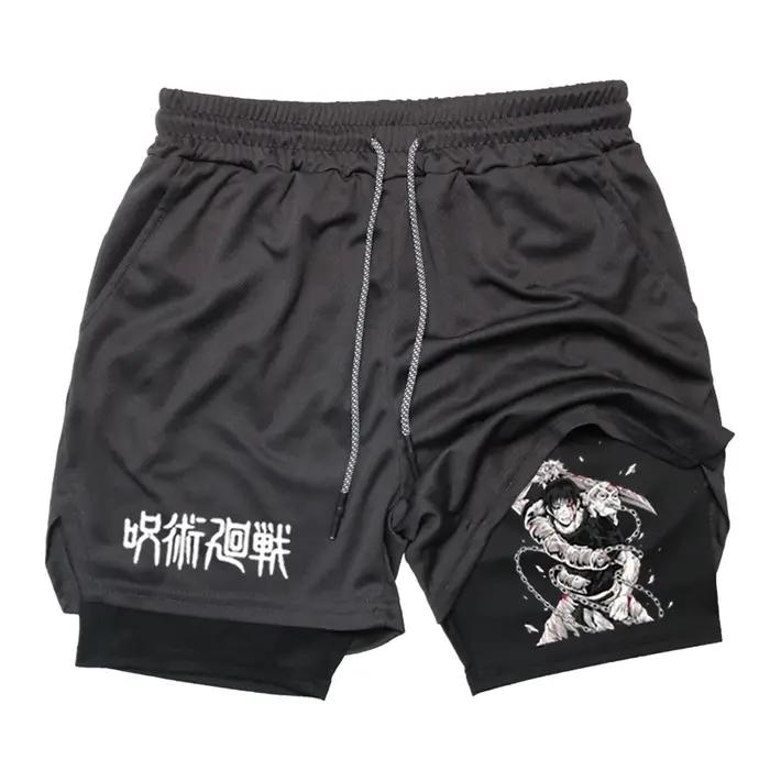 Short de Performance Anime Toji imprimé hommes GYM Shorts de Sport décontractés entraînement course maille 2 en 1 pantal