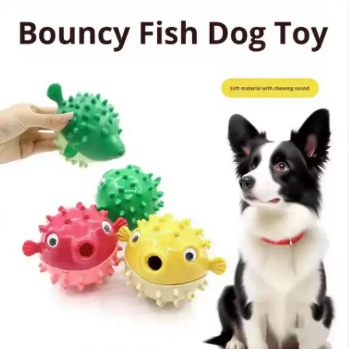 Jouet en forme de poisson rebondissant balle sonore résistant aux morsures pour chiens soulageant l'ennui et nettoyant les dents occasions spéciales