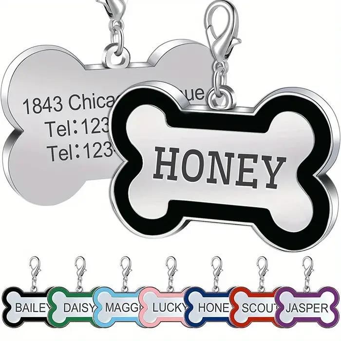 1PC Plaque d'identification personnalisée pour animaux de compagnie, gravée sur mesure, en alliage d