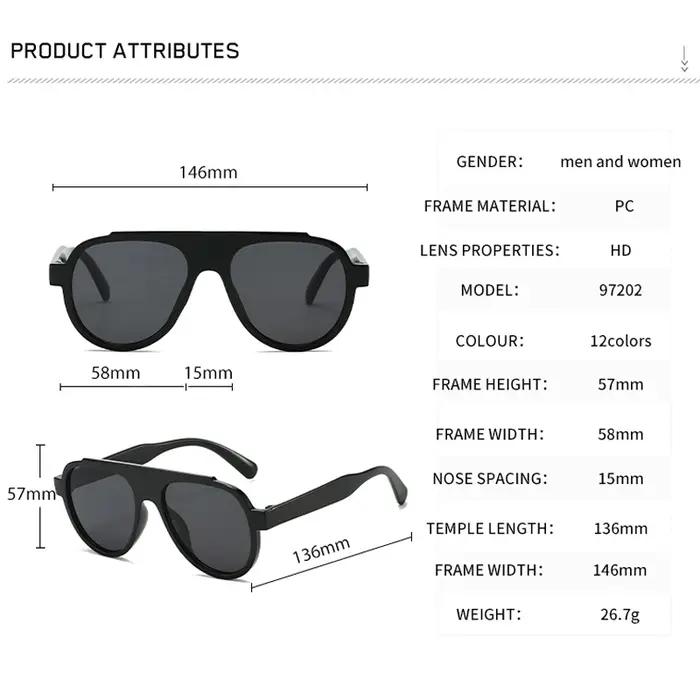 Lunettes de soleil rétro grand cadre 2024 pour hommes et femmes - Protection UV voyage, montagne et outdoor