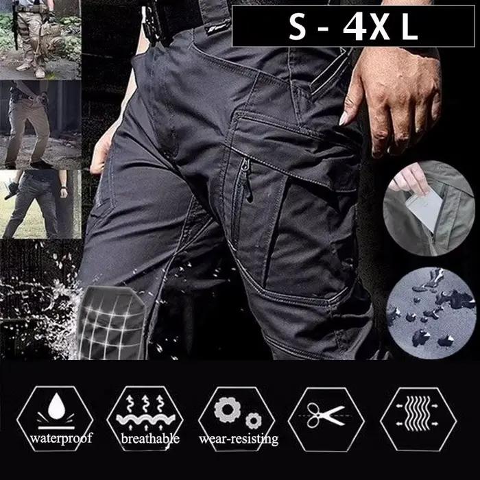 Pantalon cargo tactique homme été imperméable multi-poches randonnée travail entraînement