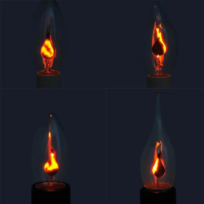Vintage Edison E14 E27 Led ampoule bougie effet de flamme ampoule 3W AC220V maison pour décor éclair