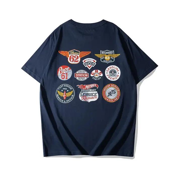 OKONKWO_Motorcycle marque imprimé Ami kaki T-shirt 200g rétro