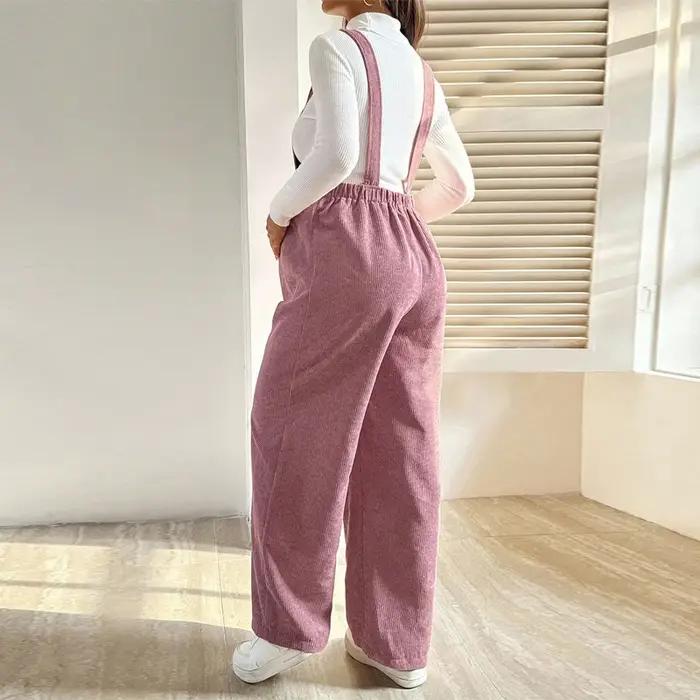 Vêtements de maternité automne et hiver mode femmes enceintes pantalons avec taille élastique ample velours côtelé salopette de grossesse pantalon