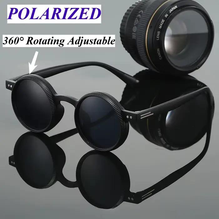 360 ° Lunettes de soleil rotatives réglables, monture ronde, polarisées, pour l'extérieur, résista
