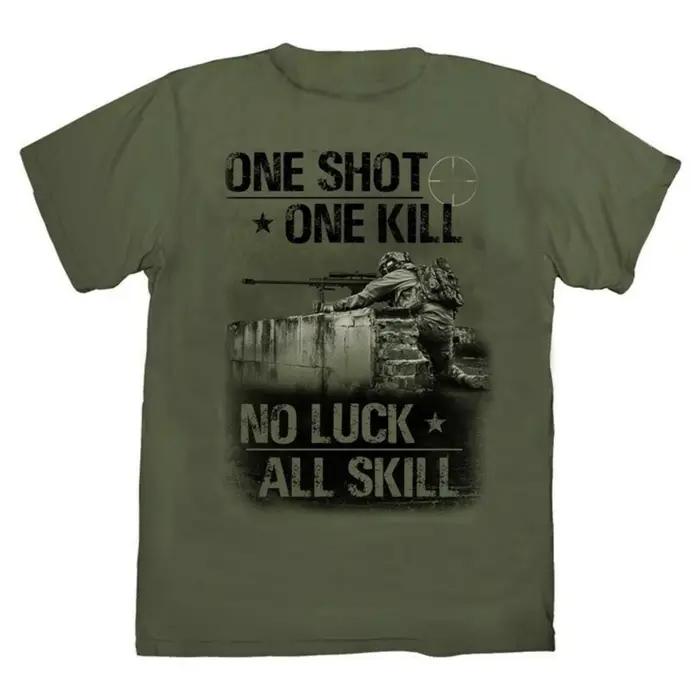 One Shot One Kill. T-shirt de tireur d'élite de soldat marin