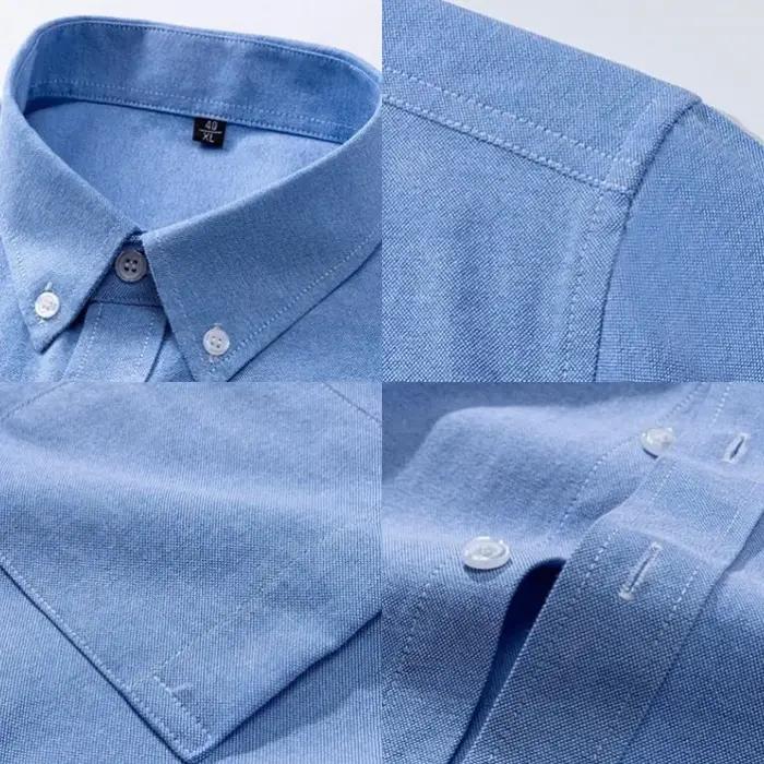 Chemises Oxford 100% coton pour hommes, manches courtes, couleur unie, coupe régulière, chemise form