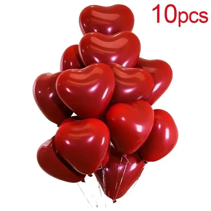Ballons Gonflables en Latex en Forme de Cœur Rouge pour ixde Mariage, Fournitures de Décoration pour