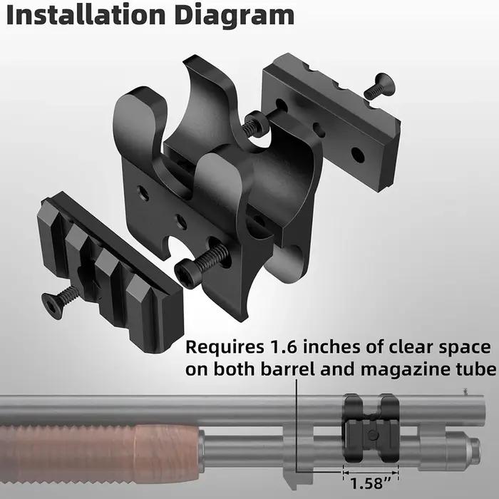Support de pince de baril tactique pour fusil de chasse 12Ga avec Rail Picatinny QD et lampe de poche pivotante pour Mossberg 500/590 Maverick 88 occasions de chasse