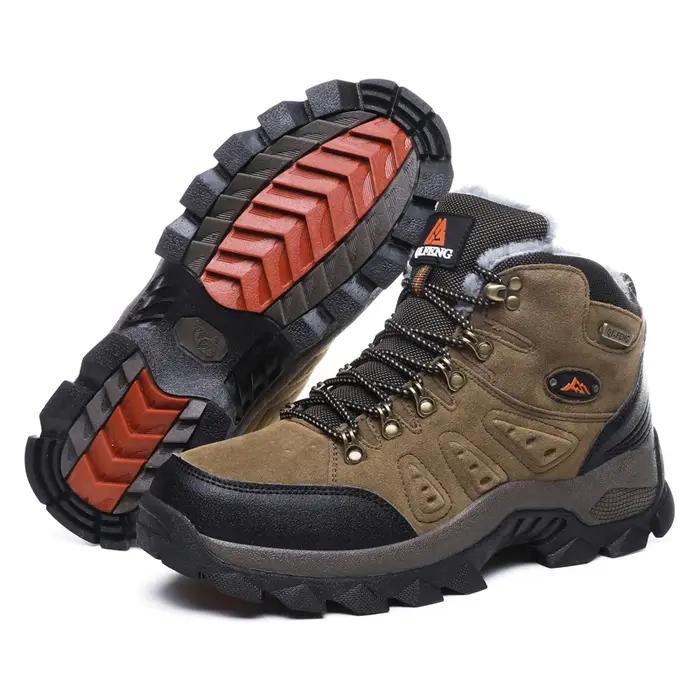 Grande taille 48 bottes de randonnée hommes été hiver en plein air fourrure chaude antidérapant mode