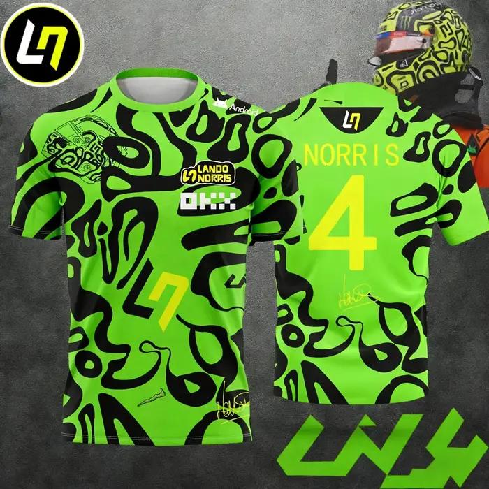 T-shirts de course pour hommes et femmes - Pilote # 1 Lando Norris & Driver # 81 Piastri Fan Tops Sporty Casual à manche