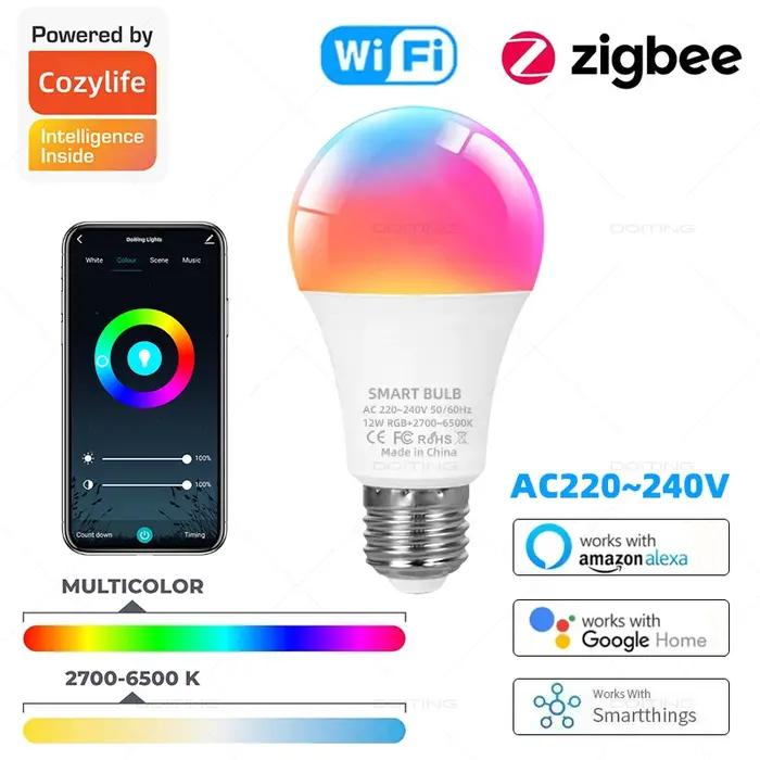 Zigbee-Lampe LED RGBCW pour Maison Intelligente, Compatible avec Amazon Alexa Google Assistant et Co