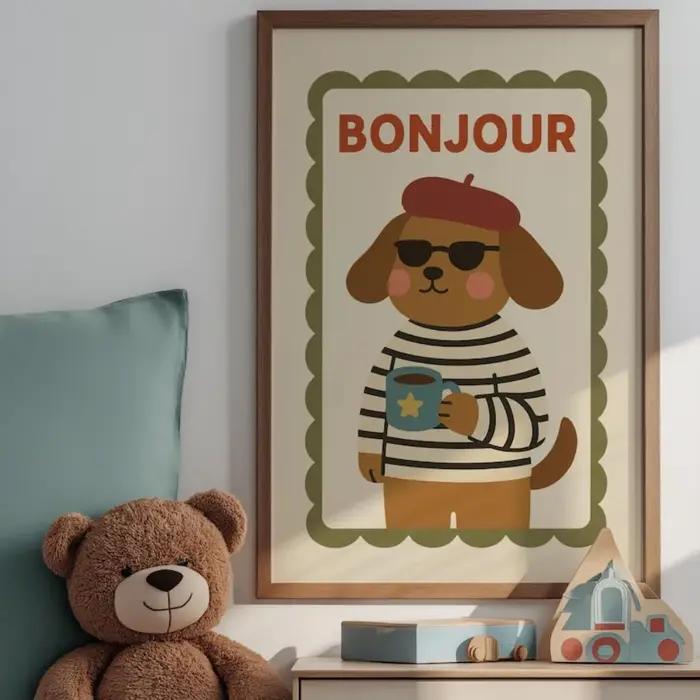 Bonjour Dog – Art mural pour pépinière