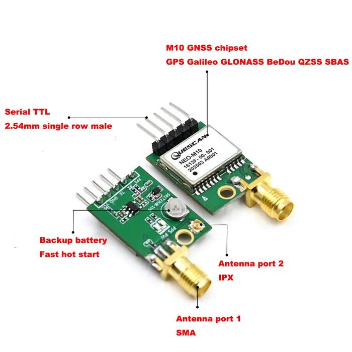 QUESCAN UBX-M10050-KB M10 Module GPS GNSS avec antenne active ESP32 Arduino NMEA GPS Galileo GLONASS
