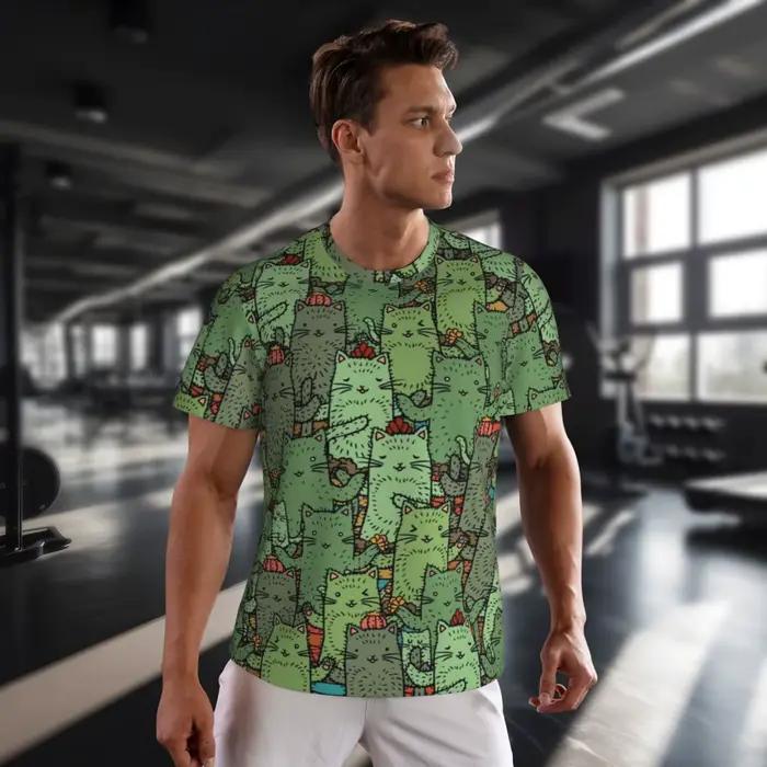 T-shirt homme vintage drap fin imprimé motif cactus drôle pour sport et mode urbaine