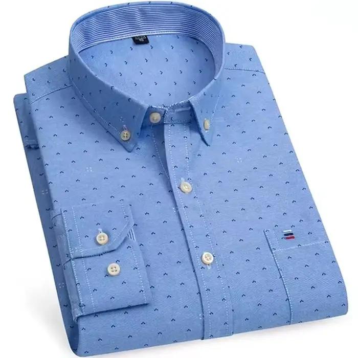Chemise en coton Oxford à carreaux décontractée pour homme avec poche unique et boutonnage simple pour toutes les saisons et occasions