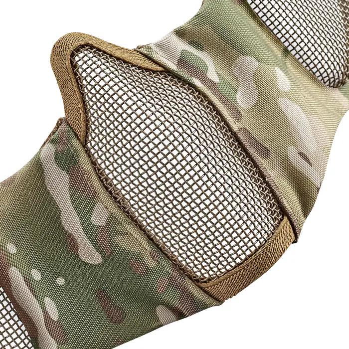 Masque tactique mi-visage en maille acier pour chasse extérieure - Protection légère et durable pour paintball