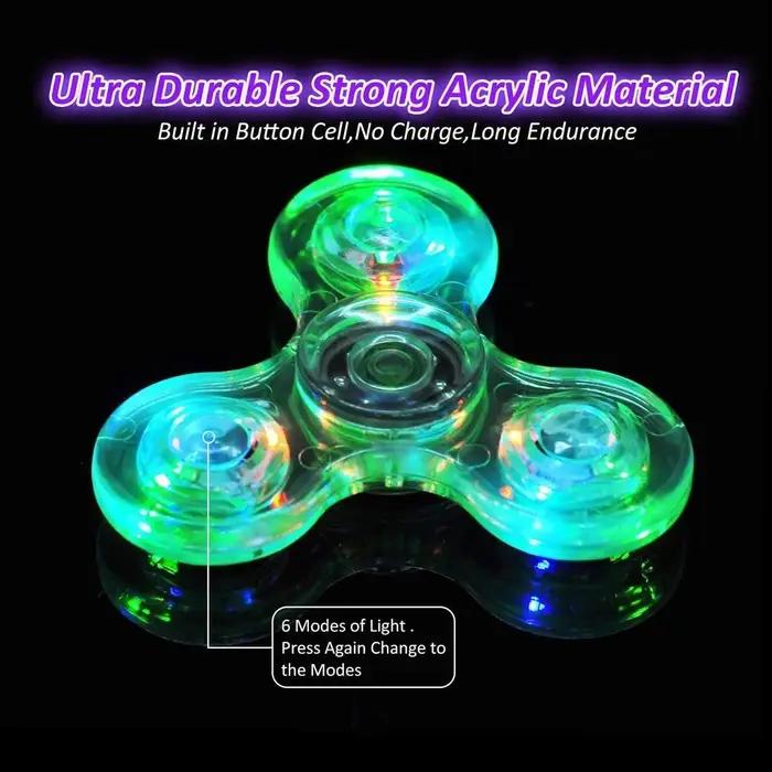 Cristal lumineux lumière LED Fidget Spinner main haut Spinners lueur dans l'obscurité EDC soulagemen