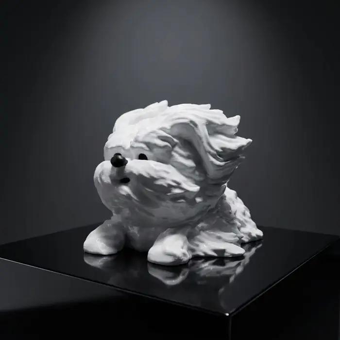 Figurine de chien désordonnée effet venté
