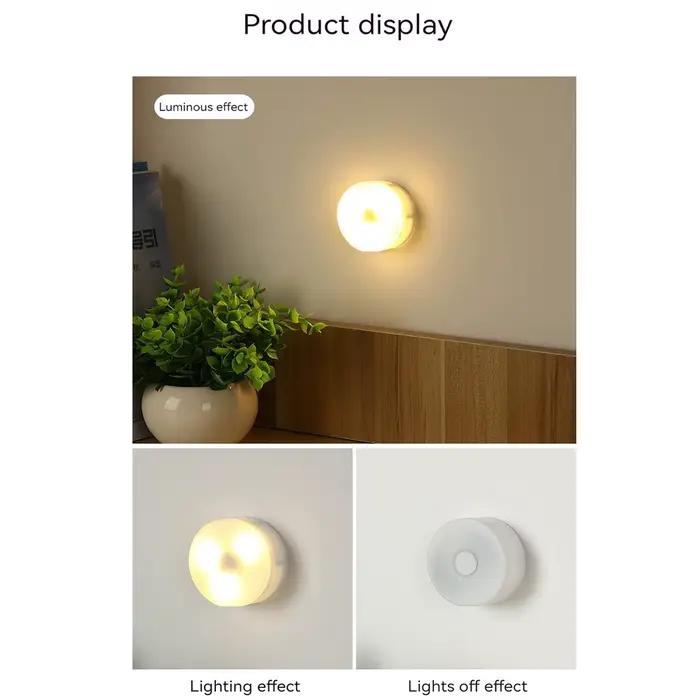 3 couleurs LED veilleuse alimenté par batterie pratique Mini lampe de nuit ronde adaptée à la maison