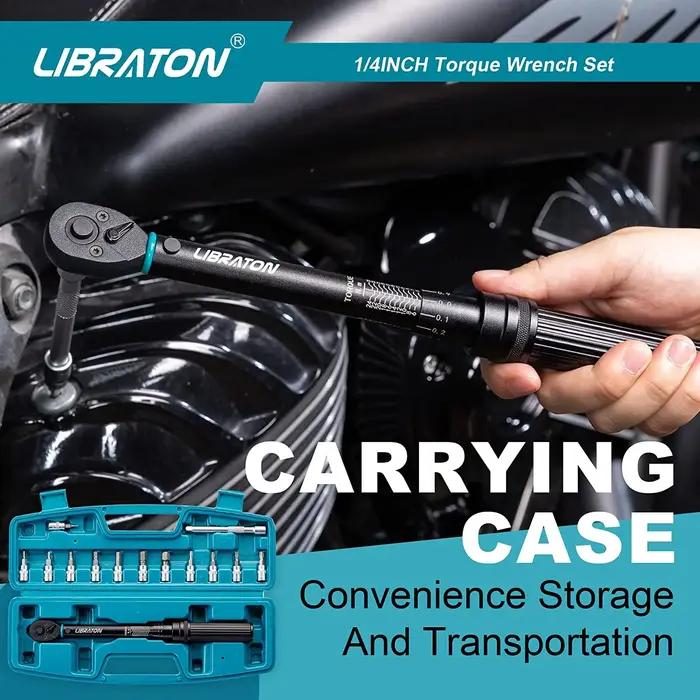 Libraton Clé dynamométrique pour vélo 1/4'', 5-25Nm, 0,1Nm Micro, jeu de clés dynamométriques à clic