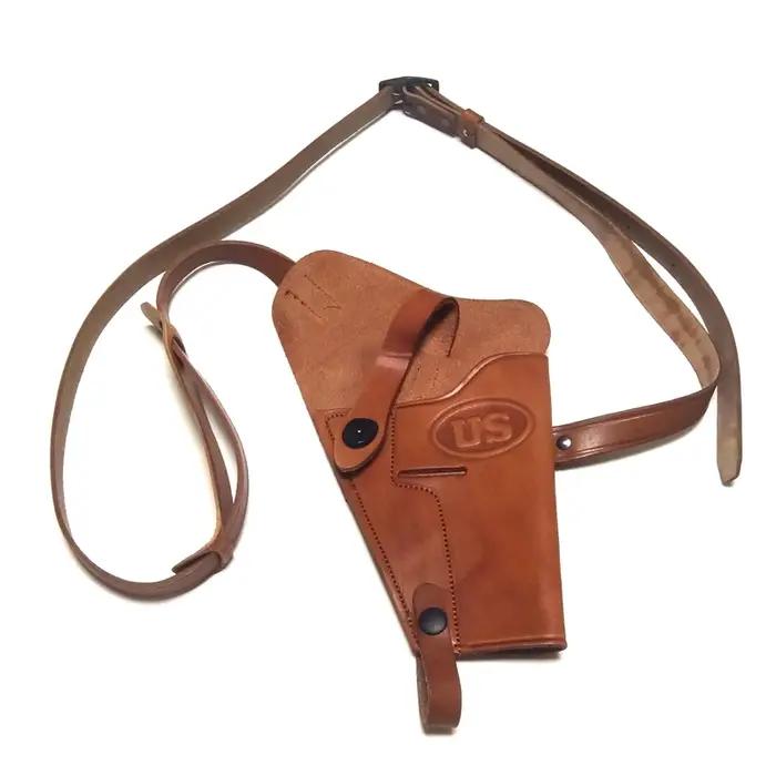 Étui en cuir d'épaule M7 pour pistolets US.45 de la seconde guerre mondiale avec sangle et bandoulière mobile pour cosplay et reconstitutions historiques