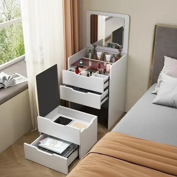 Coiffeuse de chambre à coucher moderne et Simple, vanité de maquillage éclairée, couvercle rabattabl