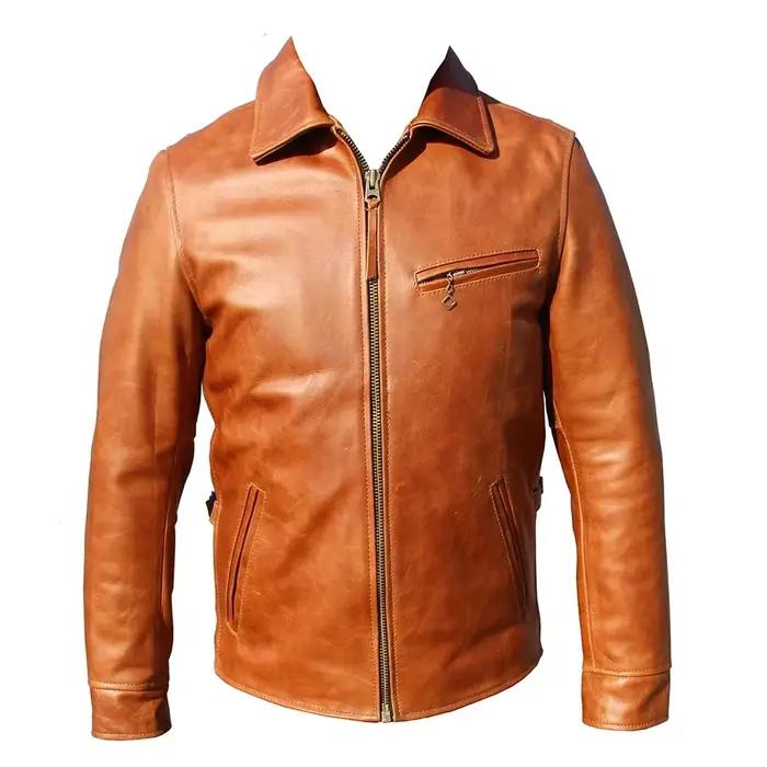 Veste en cuir marron des années 1930 pour hommes