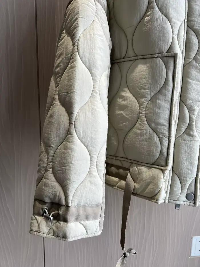 Manteau matelassé pour femmes ETJ 2025 veste QUILTée avec attaches nouvelle veste en coton beige ave
