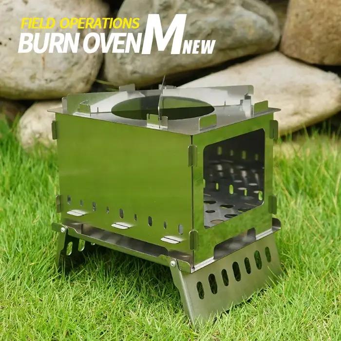 Réchaud pliant Portable pour pique-nique en plein air, équipement de Camping, incinérateur en acier