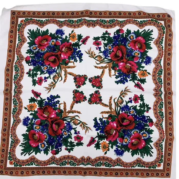 Foulard Imprimé Floral Rétro pour Femme, Bandana Carré, Châle, Bande de Sauna, Russe, National
