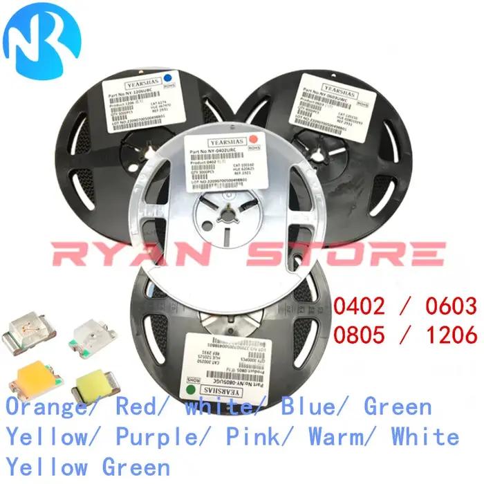 3000 pièces/4000 pièces 0402 0603 0805 1206 SMD LED Orange rouge blanc bleu vert jaune violet rose b