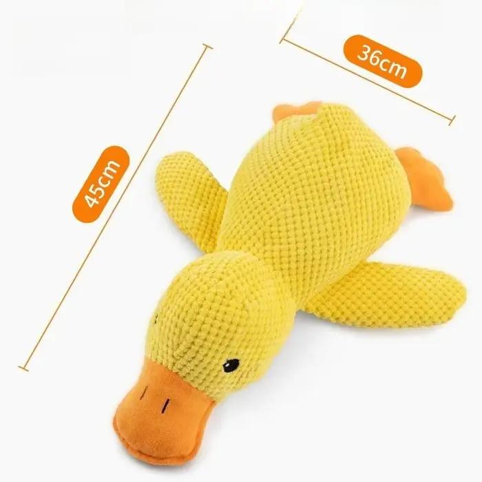 Chien endormi avec un chien câlin canard jouets pour soulager l'ennui du petit canard jaune animal de compagnie interactif en peluche poupée fournitures pour animaux de compagnie