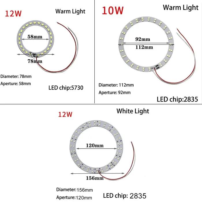 10w 12w LED anneau puce perle lumières fil plomb 5V conseil ampoule Source de lumière Dia 78mm 112mm