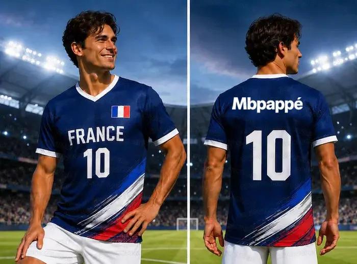 Maillot de football imprimé drapeau français été 2026 NO.10 Mbappé – T-shirt de sport à séchage rapide pour hommes et femmes – Hauts d'entraînement pour fans de football