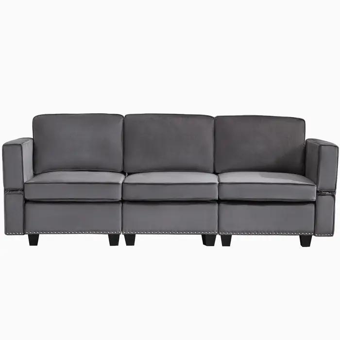 HORGgland-Canapé convertible en O, canapé sectionnel gris foncé modulaire, dossier et accoudoirs rég