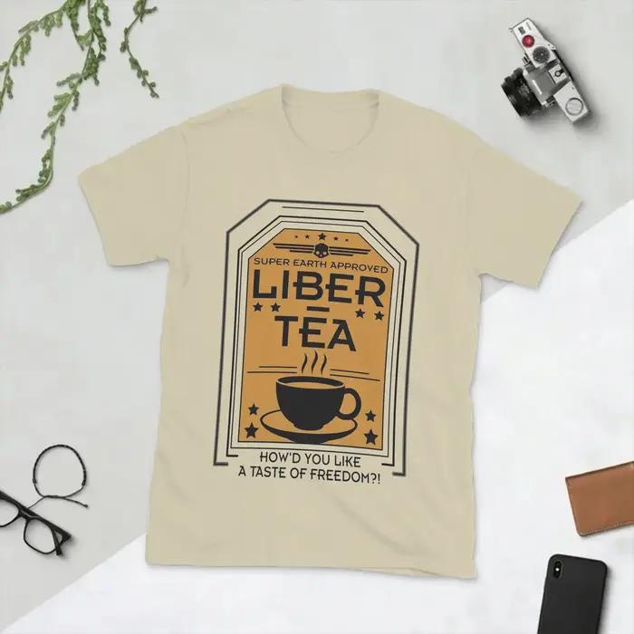 T-Shirts à manches courtes pour hommes, en coton, décontractés, Liber Tea H-Helldiver Game, vêtement