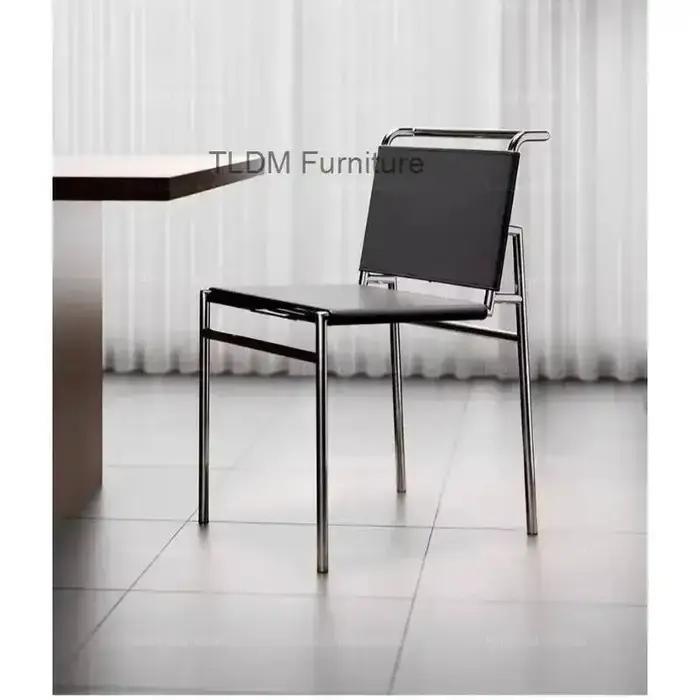 Chaise salle contemporaine en cuir cuisine salle à manger chaise pour salle à manger en acier inoxyd