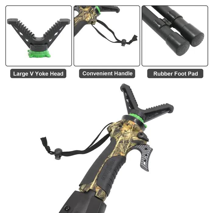 Support de tir en aluminium camouflage réglable hauteur avec V support de tête et déclencheur pour chasse occasionnels