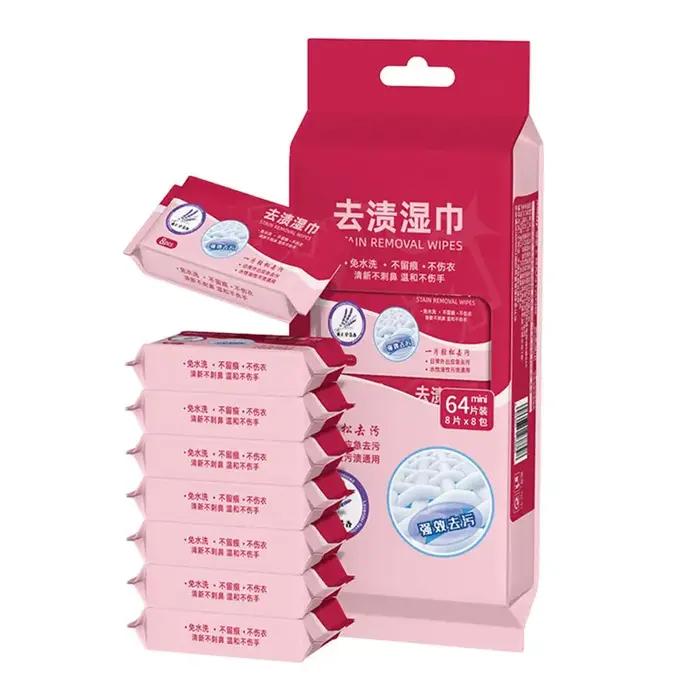 64 lingettes nettoyantes pour vêtements, multi-usages, sans lavage, pour enlever les taches, pour chaussures, cuir, vestes