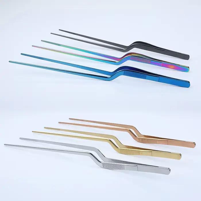 Pinces de cuisine colorées de 6/8/12 pouces, pincettes de précision culinaires en acier inoxydable,